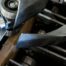 Metal forklift component assemblies with rollers, shown in Toyota parts photography