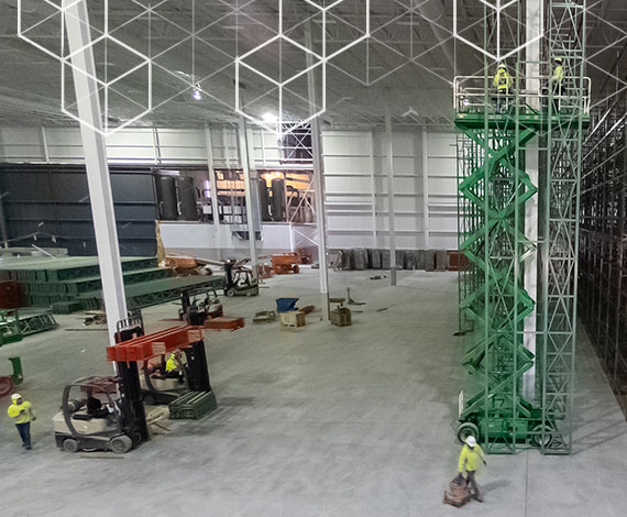 Warehouse racking installation shown by Crown
